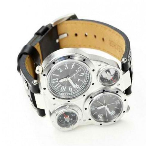 Oversized Case Compass Dual Quartz Watch